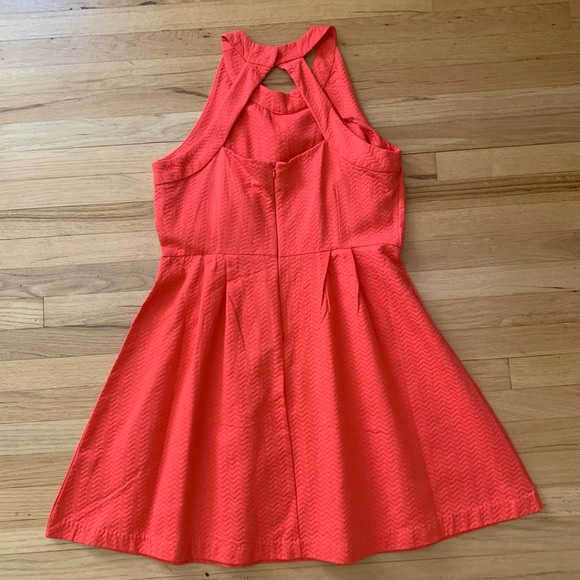Coral Fit & Flare Halter Cocktail Dress-Size 18 - Picture 6 of 8